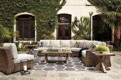 Diamond Furniture - Ashley Furniture - Beachcroft 5-Piece Outdoor Sectional with Coffee Table and 2 End Tables - 5-Piece Outdoor Sectional with Coffee Table and 2 End Tables - P791P10