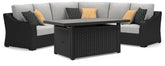 Diamond Furniture - Ashley Furniture - Beachcroft 3-Piece Outdoor Sectional and Fire Pit Table - 3-Piece Outdoor Sectional and Fire Pit Table - P792P9