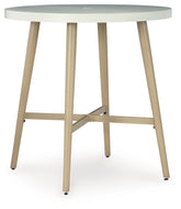 Diamond Furniture - Ashley Furniture - Seton Creek Outdoor Bar Table - Round Bar Table w/UMB OPT / Beige - P798-613