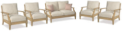 Diamond Furniture - Ashley Furniture - Clare View Outdoor Loveseat and 4 Lounge Chairs - Outdoor Loveseat and 4 Lounge Chairs - P801P9