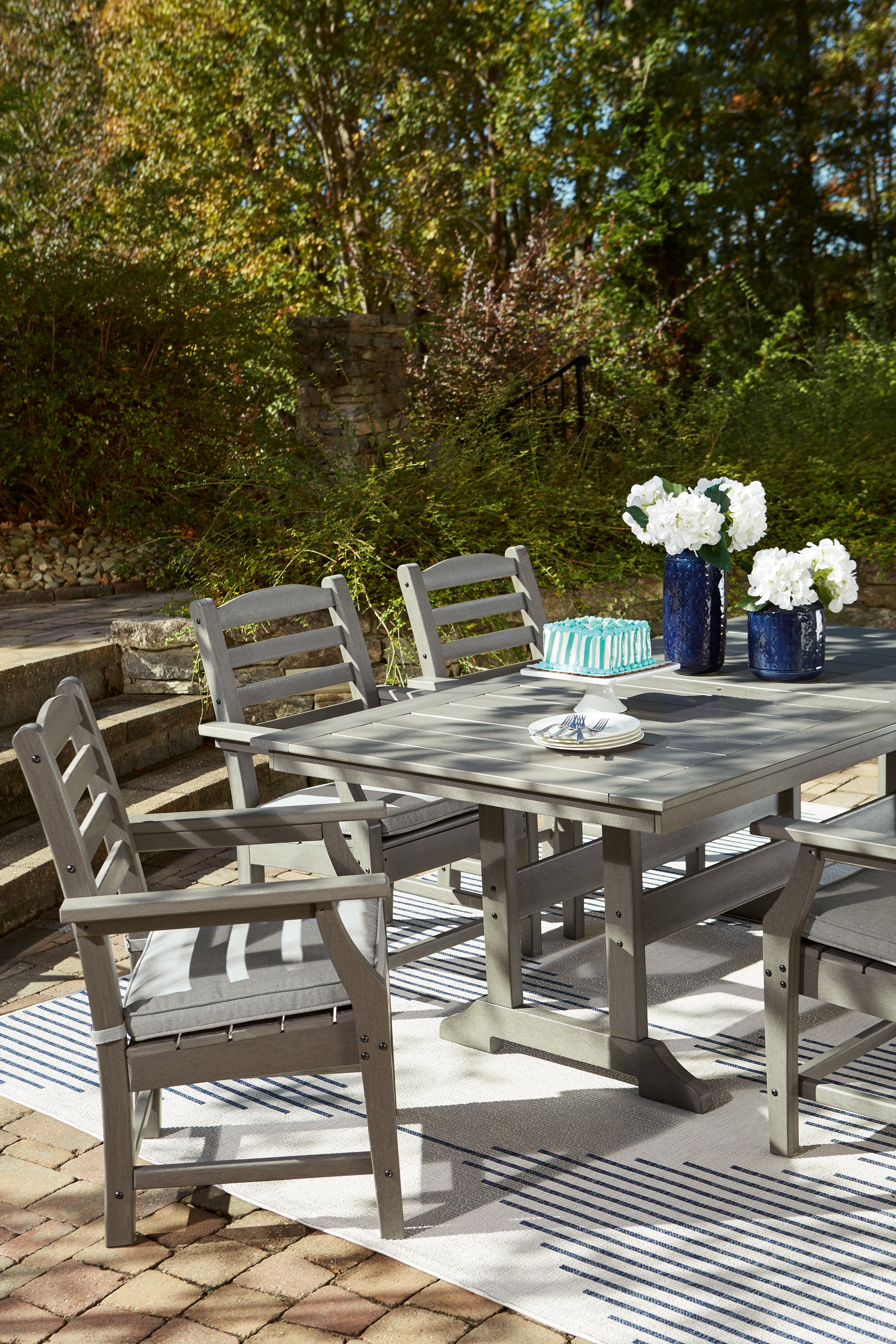 Diamond Furniture - Ashley Furniture - Visola Outdoor Dining Table - RECT Dining Table w/UMB OPT - P802-625
