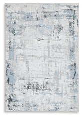 Diamond Furniture - Ashley Furniture - Emertonly 5' x 7' Washable Rug - 5' x 7' Washable Rug / Blue/White/Gray - R406982