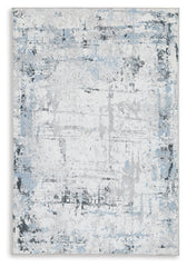 Diamond Furniture - Ashley Furniture - Emertonly 8' x 10' Washable Rug - 8' x 10' Washable Rug / Blue/White/Gray - R406981