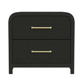 2-Drawer Nightstand with USB in Black with Grain