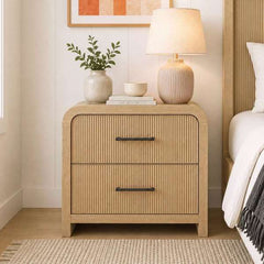 2-Drawer Nightstand with USB in Natural