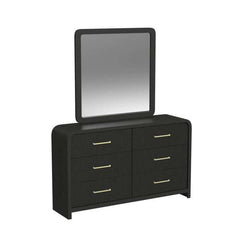 Dresser and Mirror Set in Black with Grain