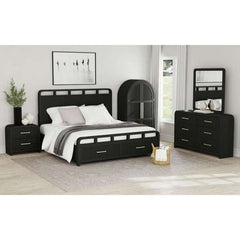King Storage Bed in Black with Grain