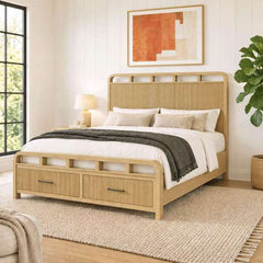 King Storage Bed in Natural