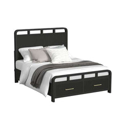 Queen Storage Bed in Black with Grain