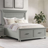 Queen Platform Storage Bed in Grey