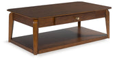 Diamond Furniture - Ashley Furniture - Trenmour Coffee Table - Rectangular Cocktail Table / Medium Brown - T596-1