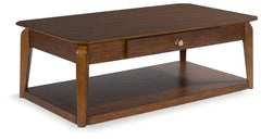 Diamond Furniture - Ashley Furniture - Trenmour Coffee Table - Rectangular Cocktail Table / Medium Brown - T596-1