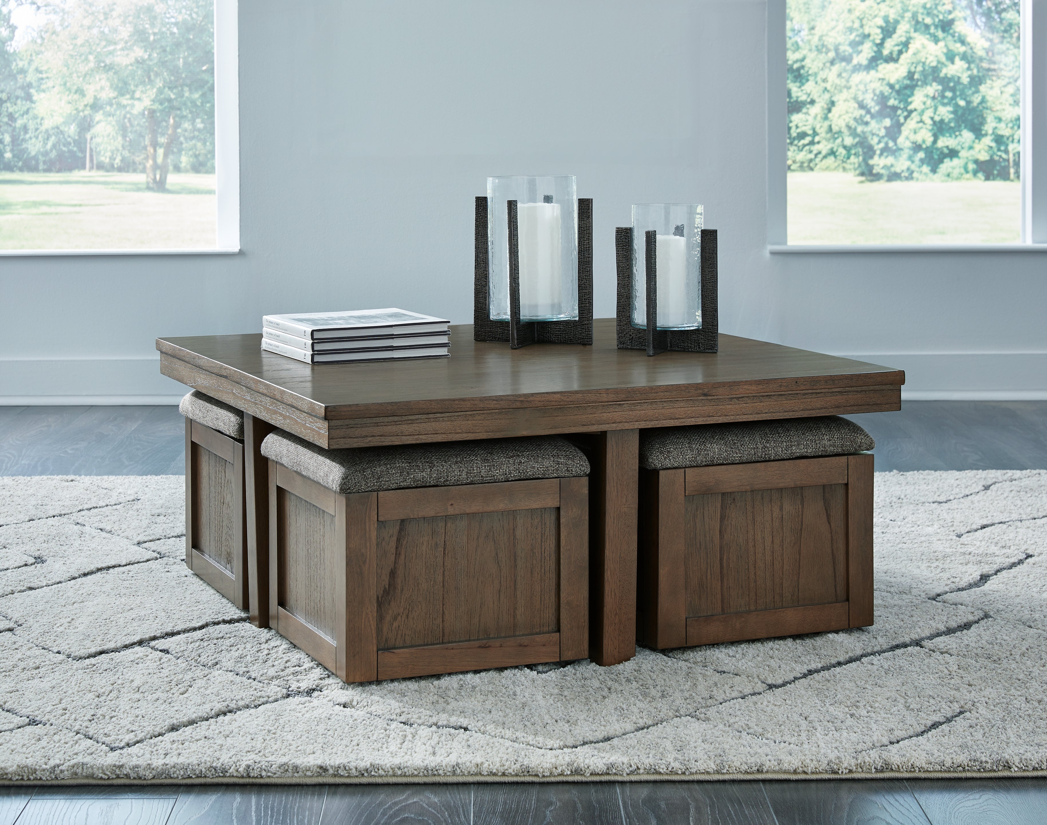 Diamond Furniture - Ashley Furniture - Boardernest Coffee Table with 4 Stools - Cocktail TBL w/4 Stools (5/CN) - T738-20