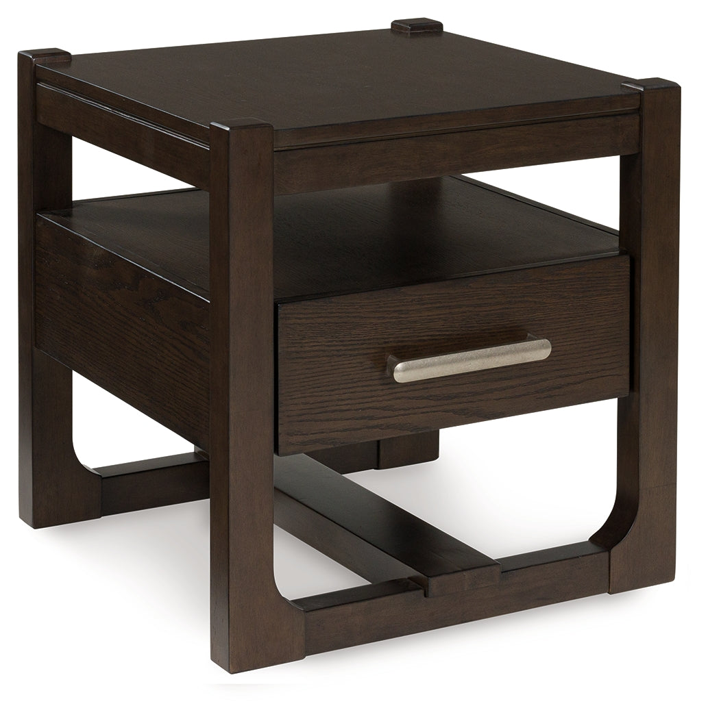 Diamond Furniture - Ashley Furniture - Breckington End Table - Square End Table / Dark Brown - T856-2