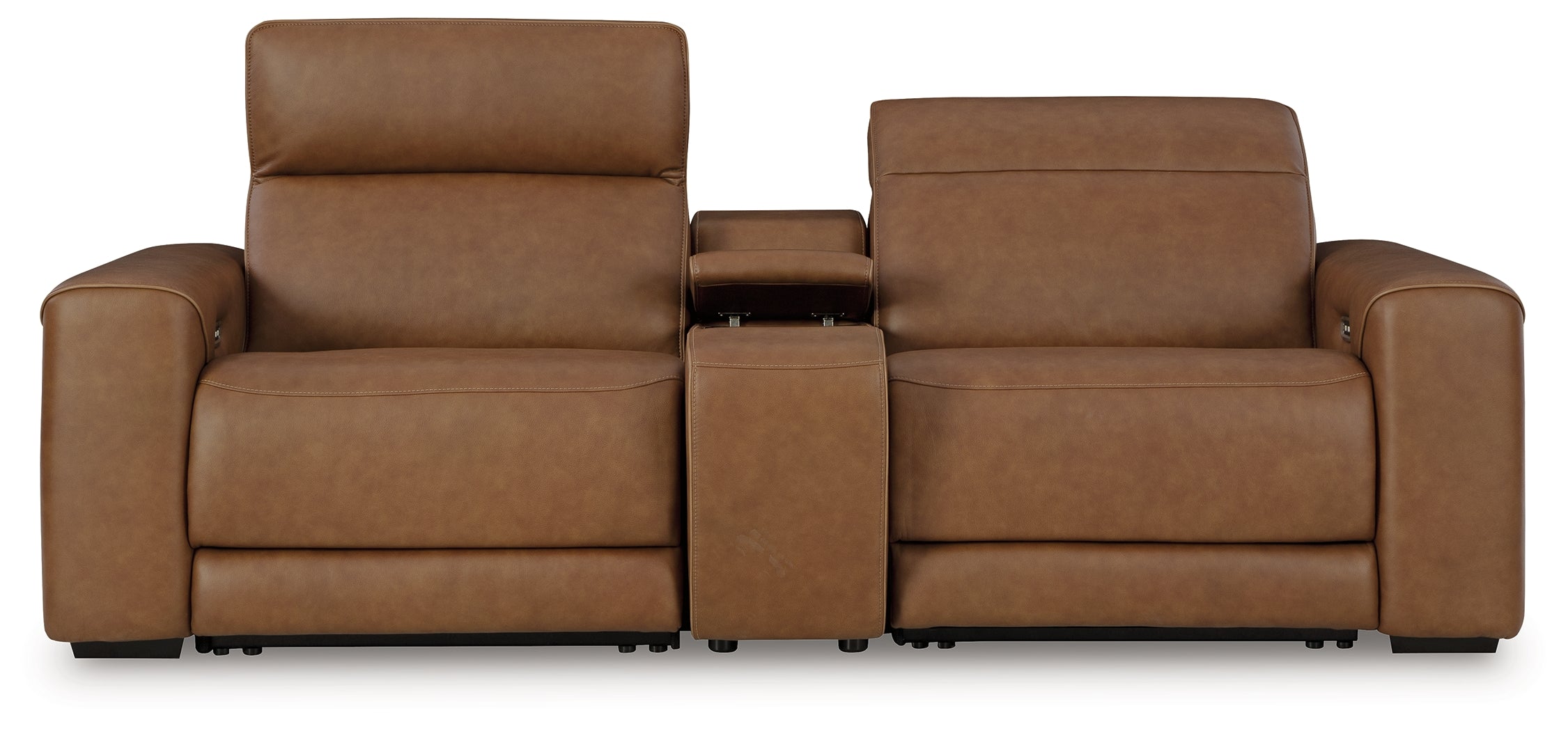 Diamond Furniture - Ashley Furniture - Magic Man 2-Piece Power Reclining Sectional Loveseat with Console - 2-Piece Power Reclining Sectional Loveseat with Console / Caramel - PCU10700S3