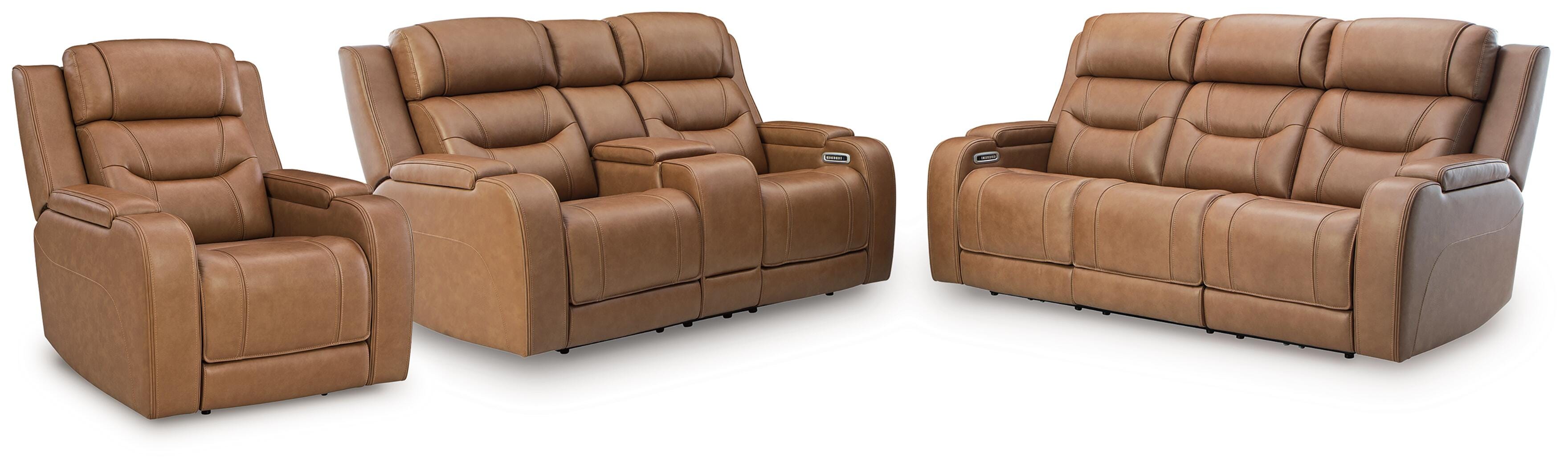 Diamond Furniture - Ashley Furniture - Knightington Power Reclining Sofa, Loveseat and Recliner - Power Reclining Sofa, Loveseat and Recliner - PCU11600U2