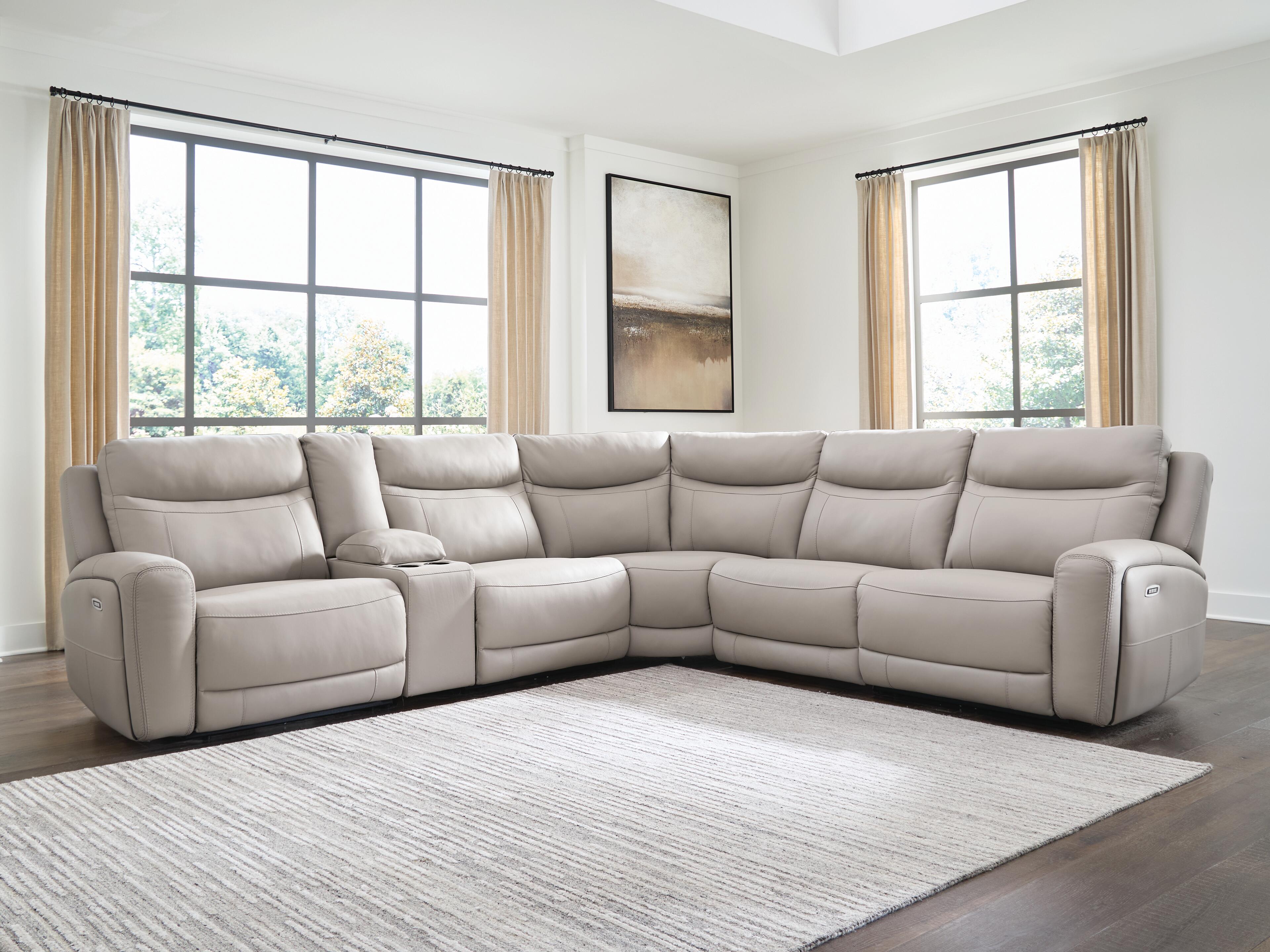 Diamond Furniture - Ashley Furniture - Gravier 6-Piece Power Reclining Sectional with Storage Console - 6-Piece Power Reclining Sectional with Storage Console - U13300S5
