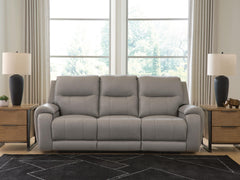 Diamond Furniture - Ashley Furniture - Real Moments Power Reclining Sofa with Audio Seating - PWR REC Sofa w/Audio Seating - PCU1370015A