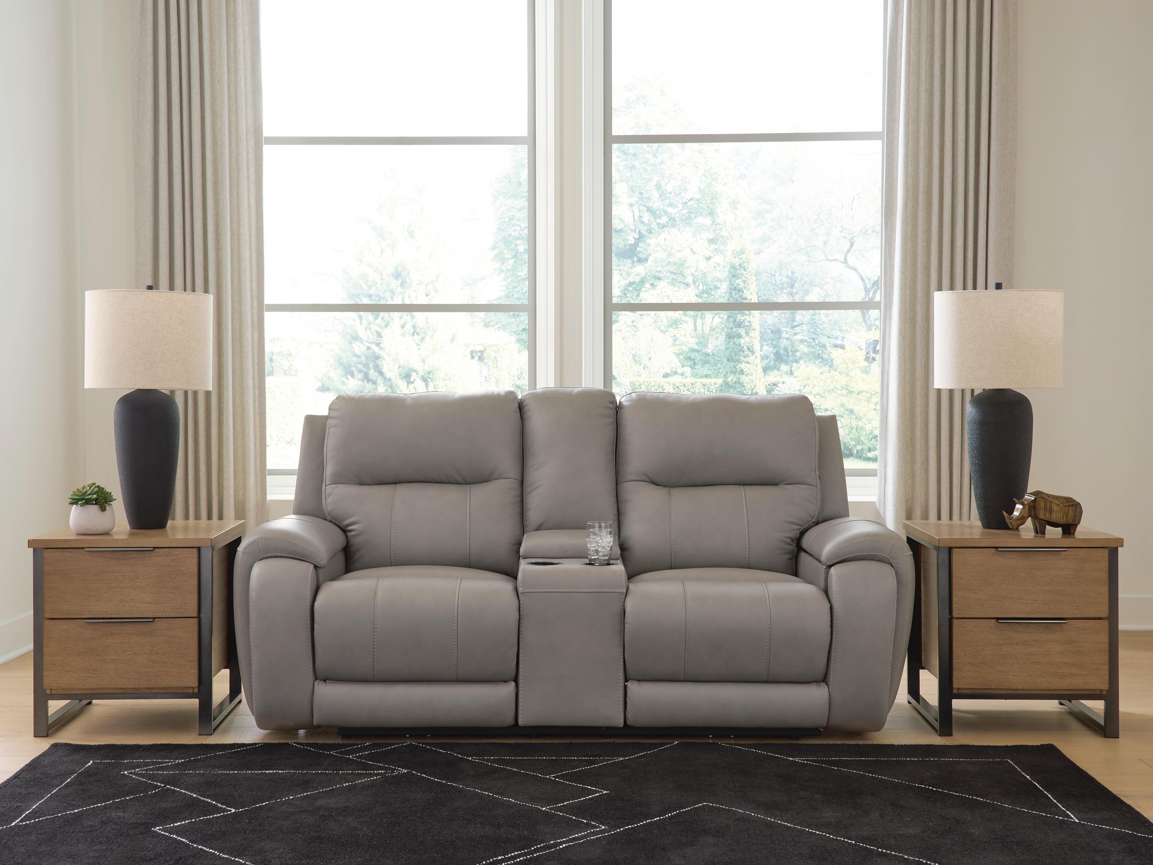 Diamond Furniture - Ashley Furniture - Real Moments Power Reclining Loveseat with Audio Seating - PWR REC Love w/Audio Seating - PCU1370018A