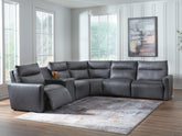 Diamond Furniture - Ashley Furniture - ModZ 6-Piece Power Reclining Sectional with Audio Console - 6-Piece Power Reclining Sectional with Audio Console - U14001S9