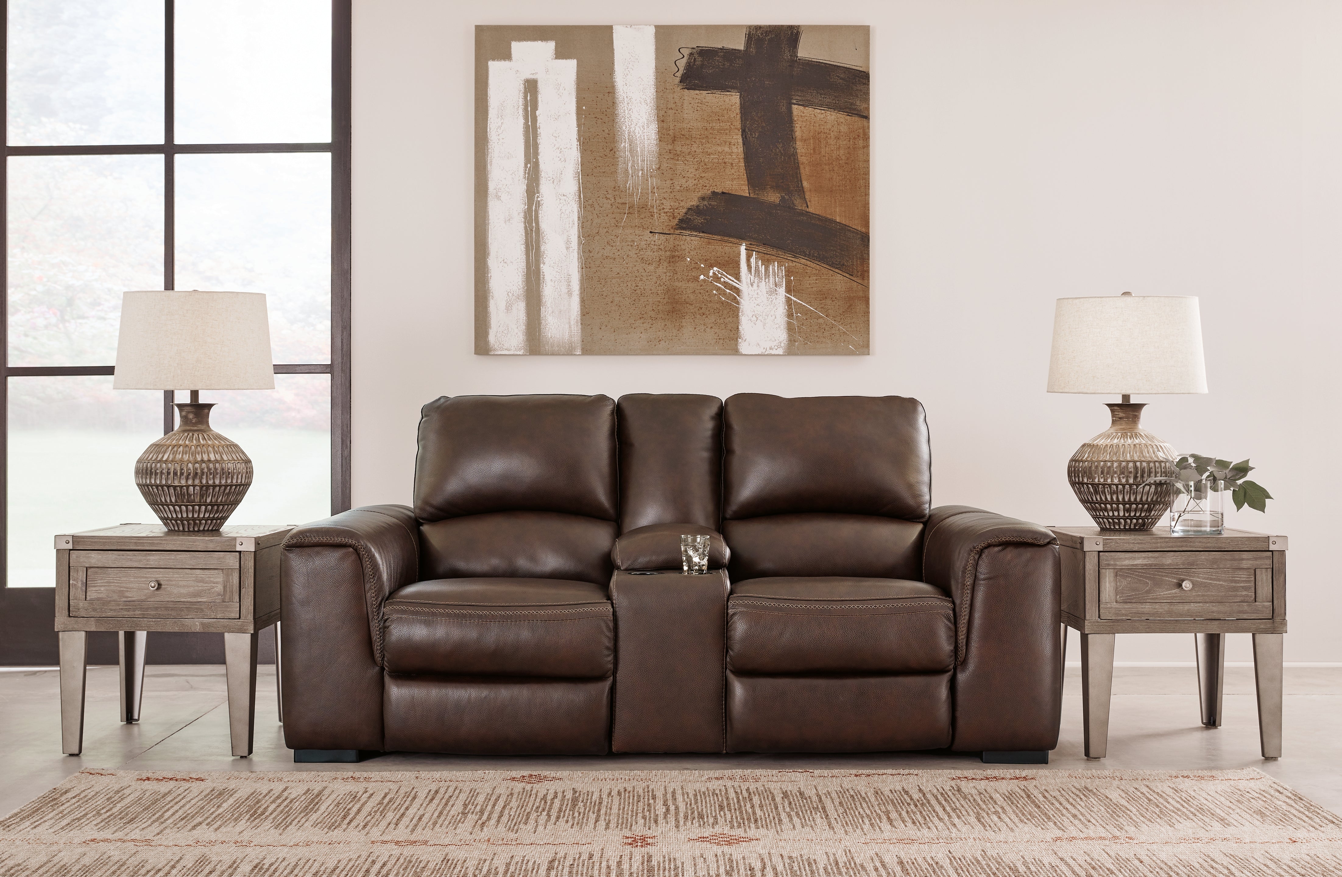 Diamond Furniture - Ashley Furniture - Alessandro Power Reclining Loveseat with Console - PWR REC Loveseat/CON/ADJ HDRST - U2550218