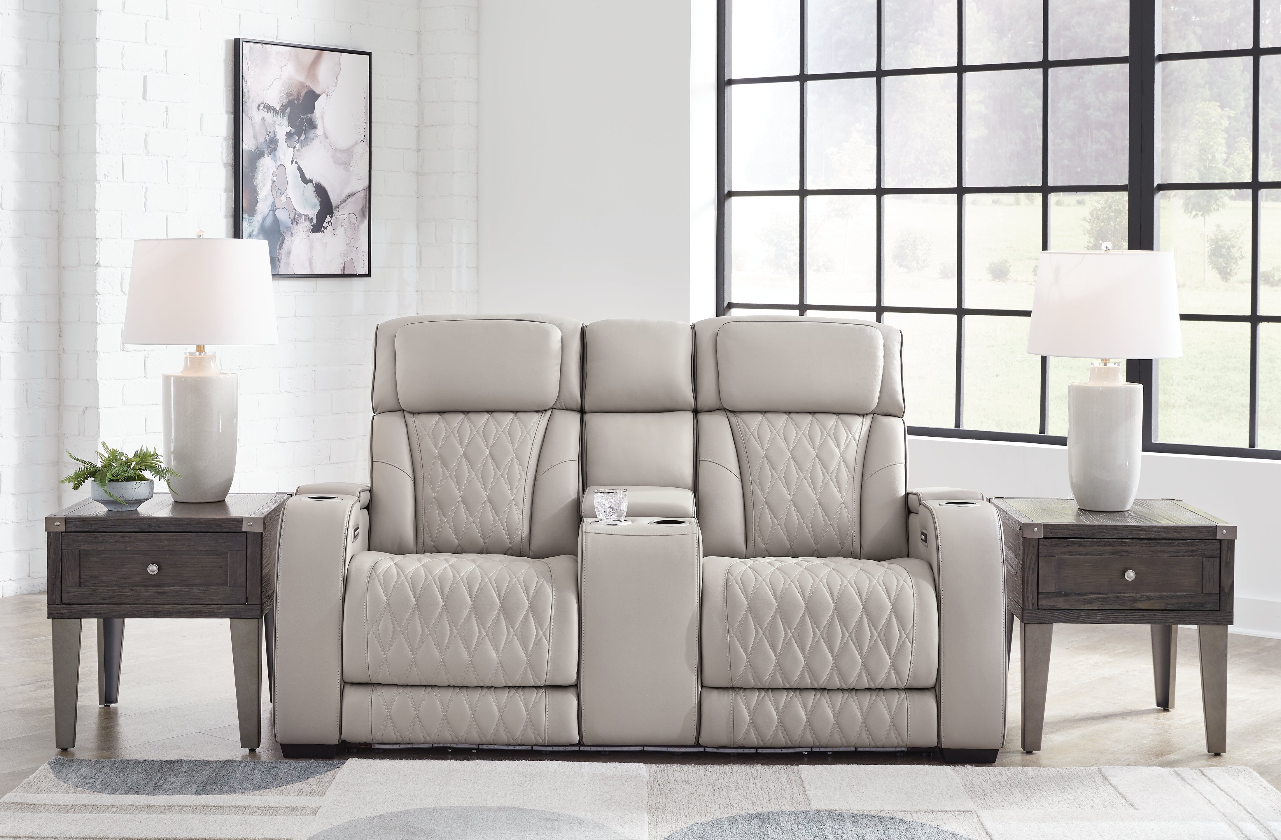 Diamond Furniture - Ashley Furniture - Boyington Power Reclining Loveseat with Console - PWR REC Loveseat/CON/ADJ HDRST - U2710518