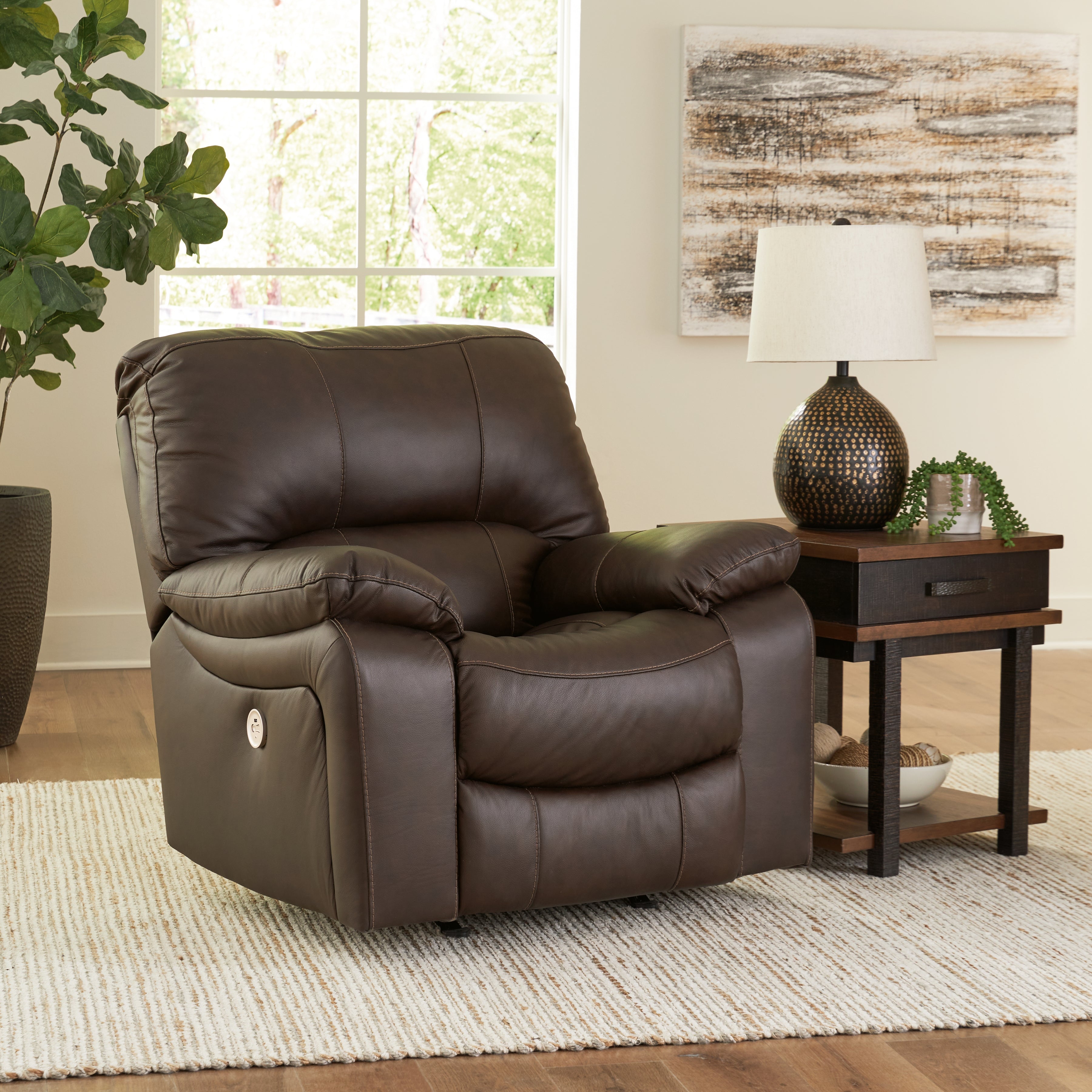 Diamond Furniture - Ashley Furniture - Leesworth Power Recliner - Power Rocker Recliner - U4380898