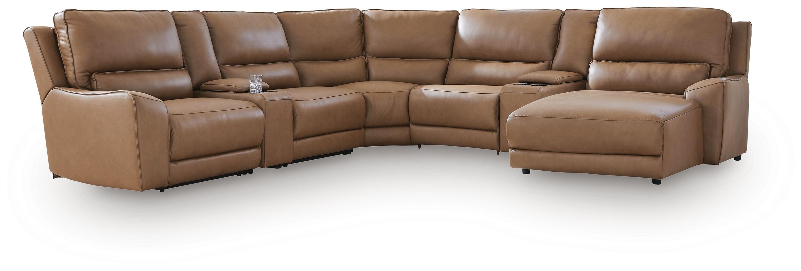 Diamond Furniture - Ashley Furniture - DeepWakes 7-Piece Reclining Sectional with Chaise and Storage Consoles - 7-Piece Reclining Sectional with Chaise and Storage Consoles - PCU62606S30