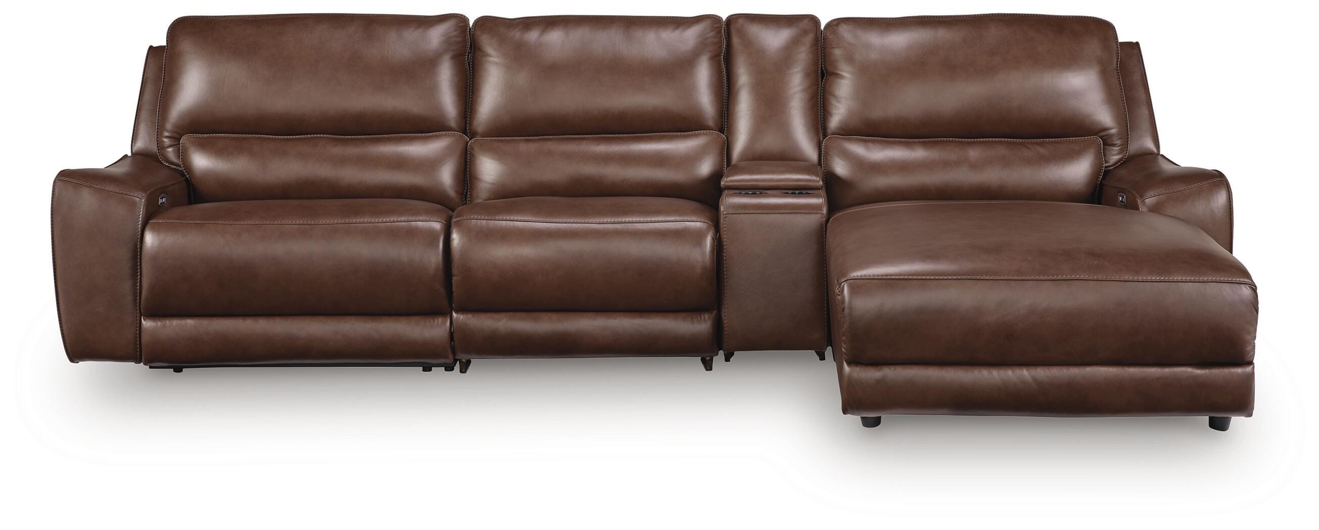 Diamond Furniture - Ashley Furniture - DeepWakes 4-Piece Reclining Sectional with Chaise and Storage Console - 4-Piece Reclining Sectional with Chaise and Storage Console - PCU62607S26