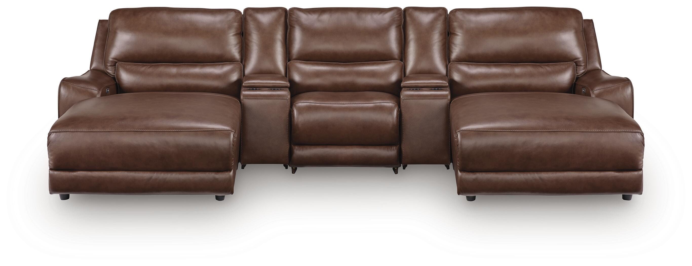 Diamond Furniture - Ashley Furniture - DeepWakes 5-Piece Reclining Sectional with Double Chaise and Storage Consoles - 5-Piece Reclining Sectional with Double Chaise and Storage Consoles - PCU62607S41