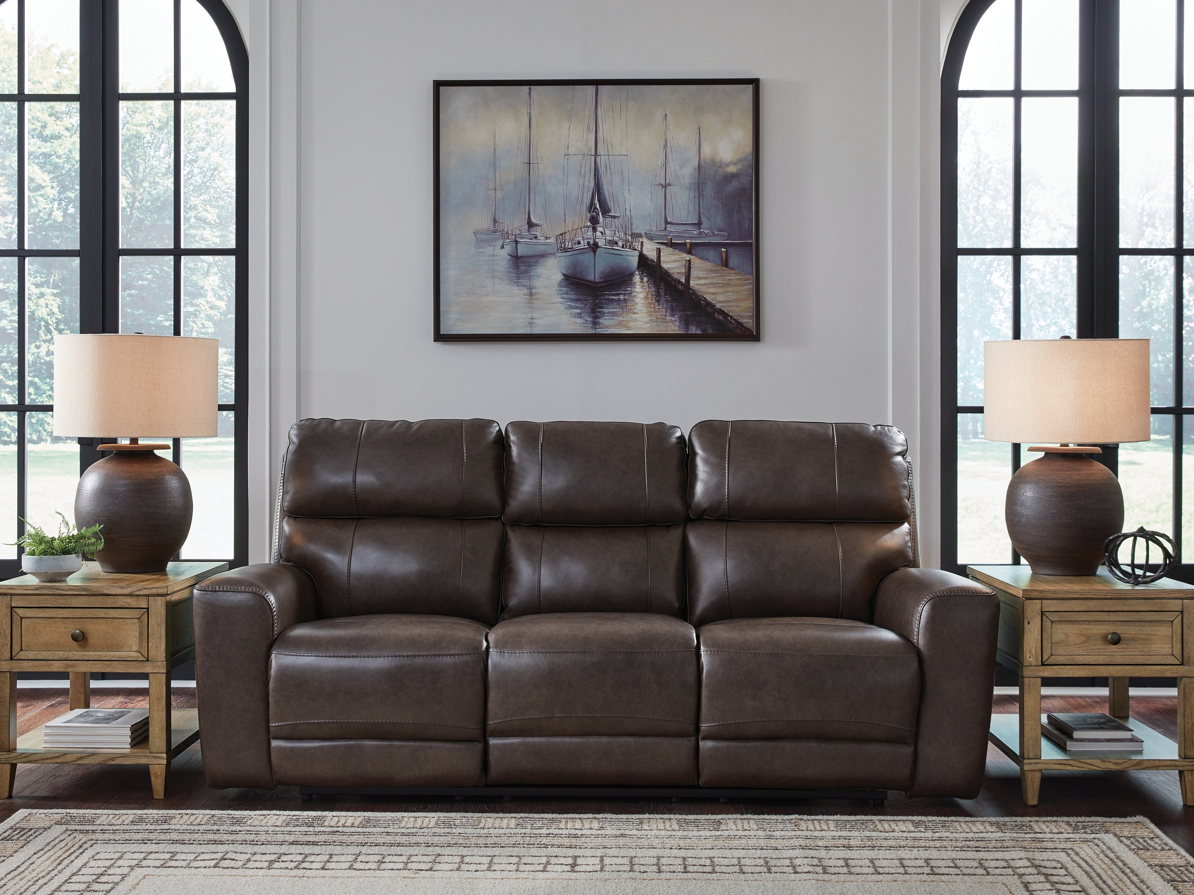 Diamond Furniture - Ashley Furniture - Crossplex Power Reclining Sofa - PWR REC Sofa with ADJ Headrest - PCU6450615