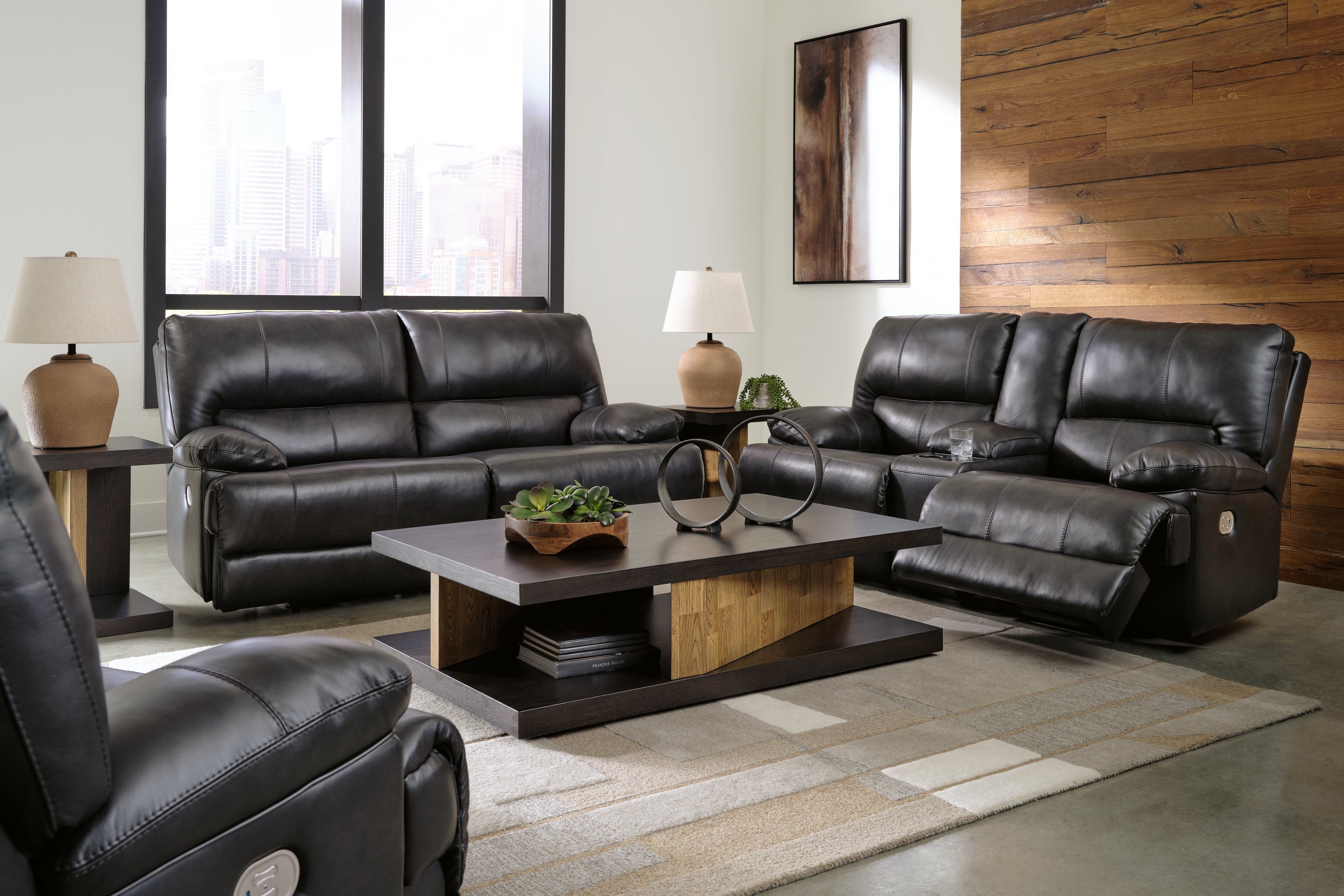 Diamond Furniture - Ashley Furniture - Mountainous Power Reclining Sofa, Loveseat and Recliner - Power Reclining Sofa, Loveseat and Recliner - U65801U2