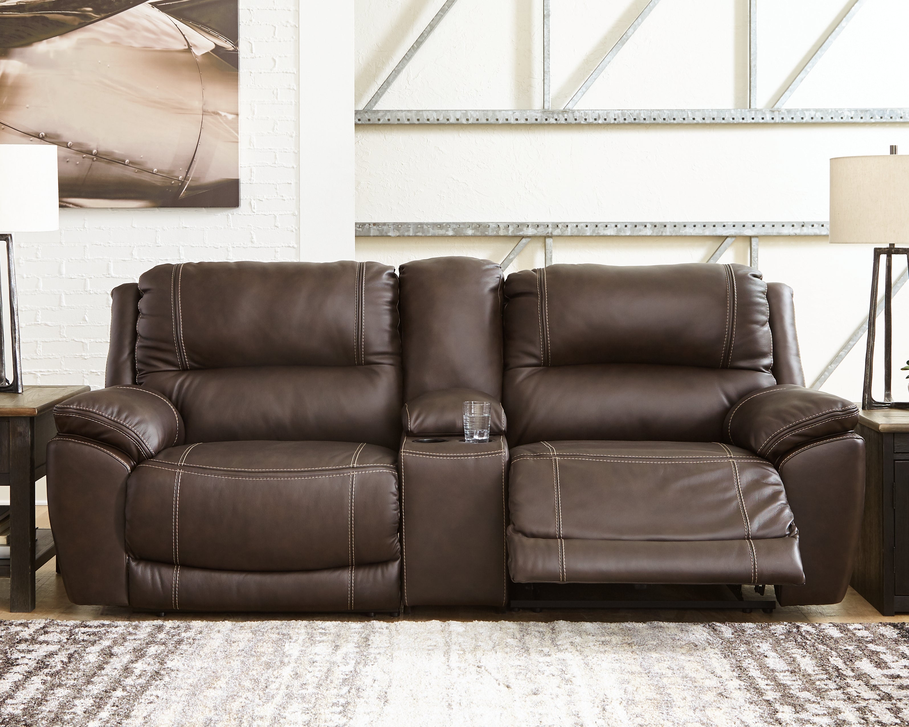 Diamond Furniture - Ashley Furniture - Dunleith 3-Piece Power Reclining Loveseat with Console - 3-Piece Power Reclining Loveseat with Console - U71604S4
