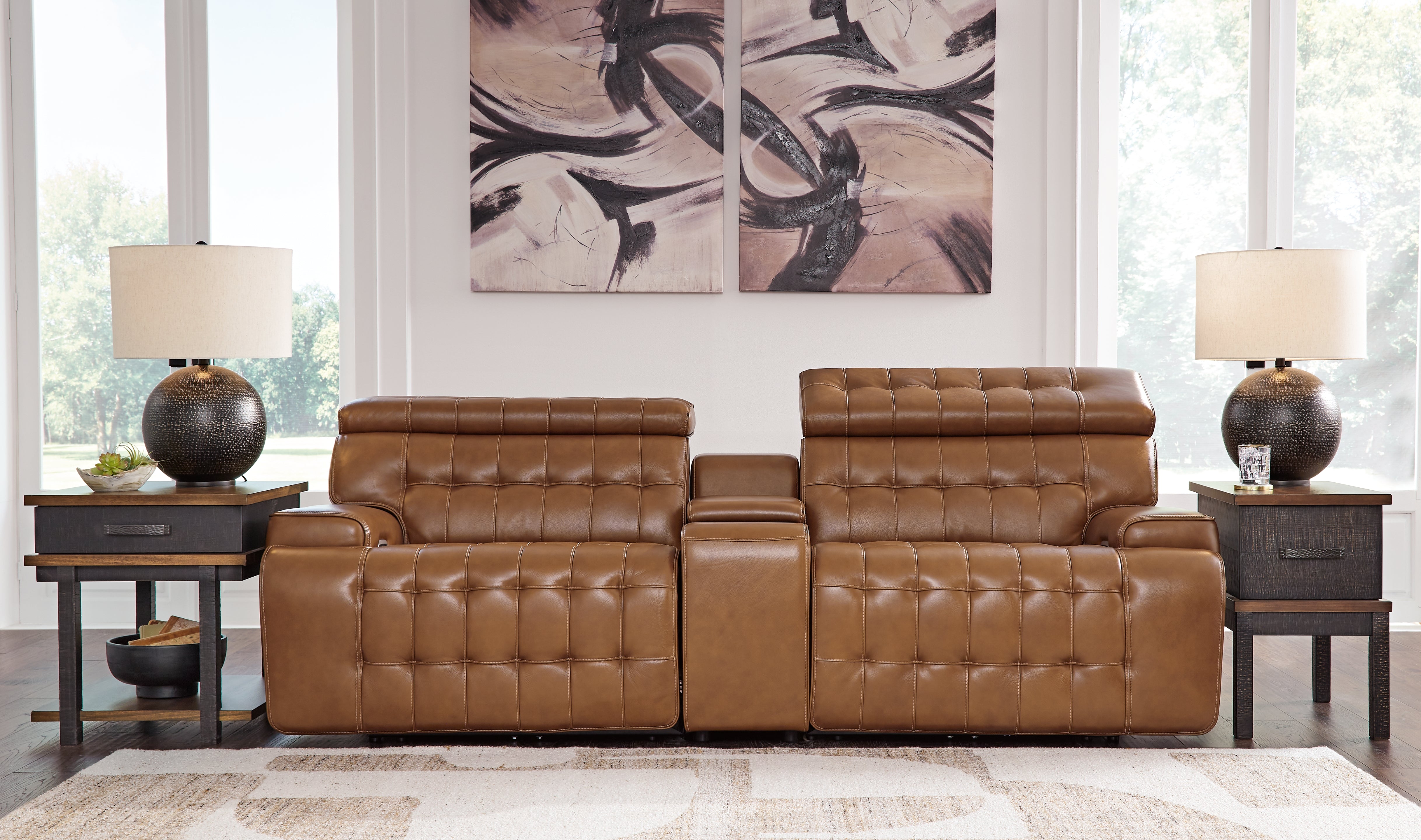 Diamond Furniture - Ashley Furniture - Temmpton 3-Piece Power Reclining Sectional Loveseat with Console - 3-Piece Power Reclining Sectional Loveseat with Console - U92708S2