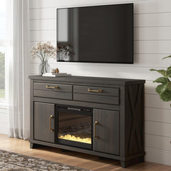 Diamond Furniture - Ashley Furniture - Brazen Valley 60" TV Stand with Electric Fireplace - 60" TV Stand with Electric Fireplace - W2648W3