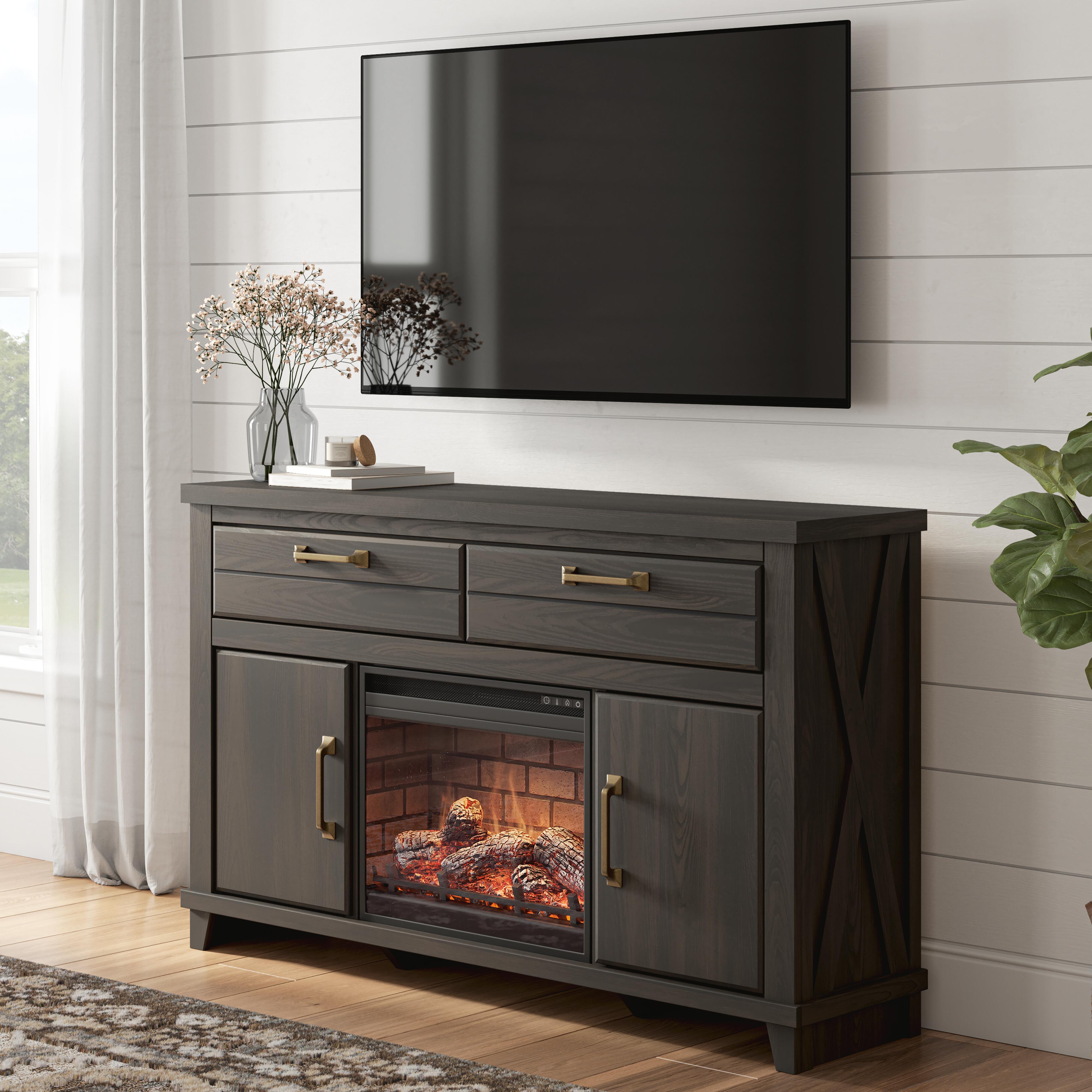 Diamond Furniture - Ashley Furniture - Brazen Valley 60" TV Stand with Electric Fireplace - 60" TV Stand with Electric Fireplace - W2648W4