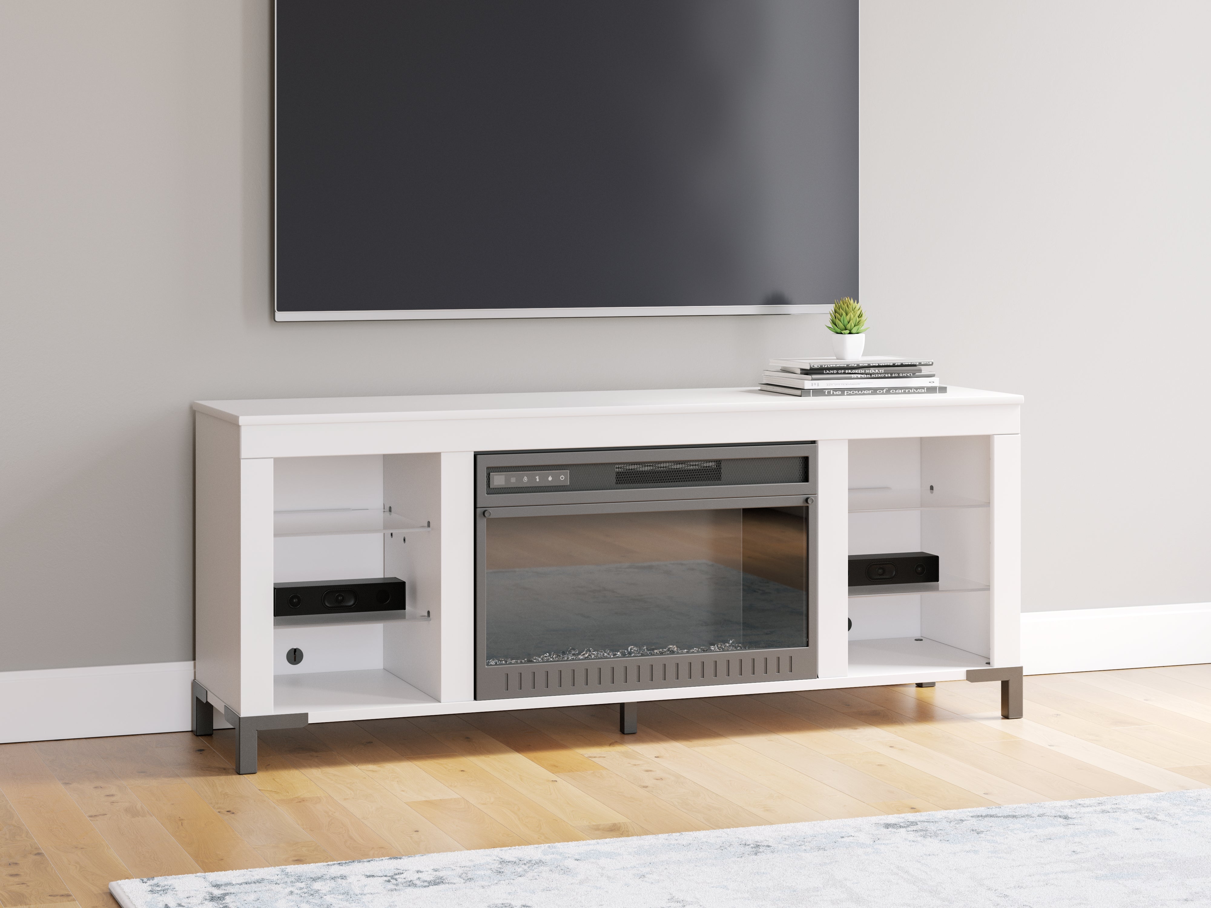 Diamond Furniture - Ashley Furniture - Brollevi 60" TV Stand with Electric Fireplace - 60" with Electric Fireplace - W2722-168