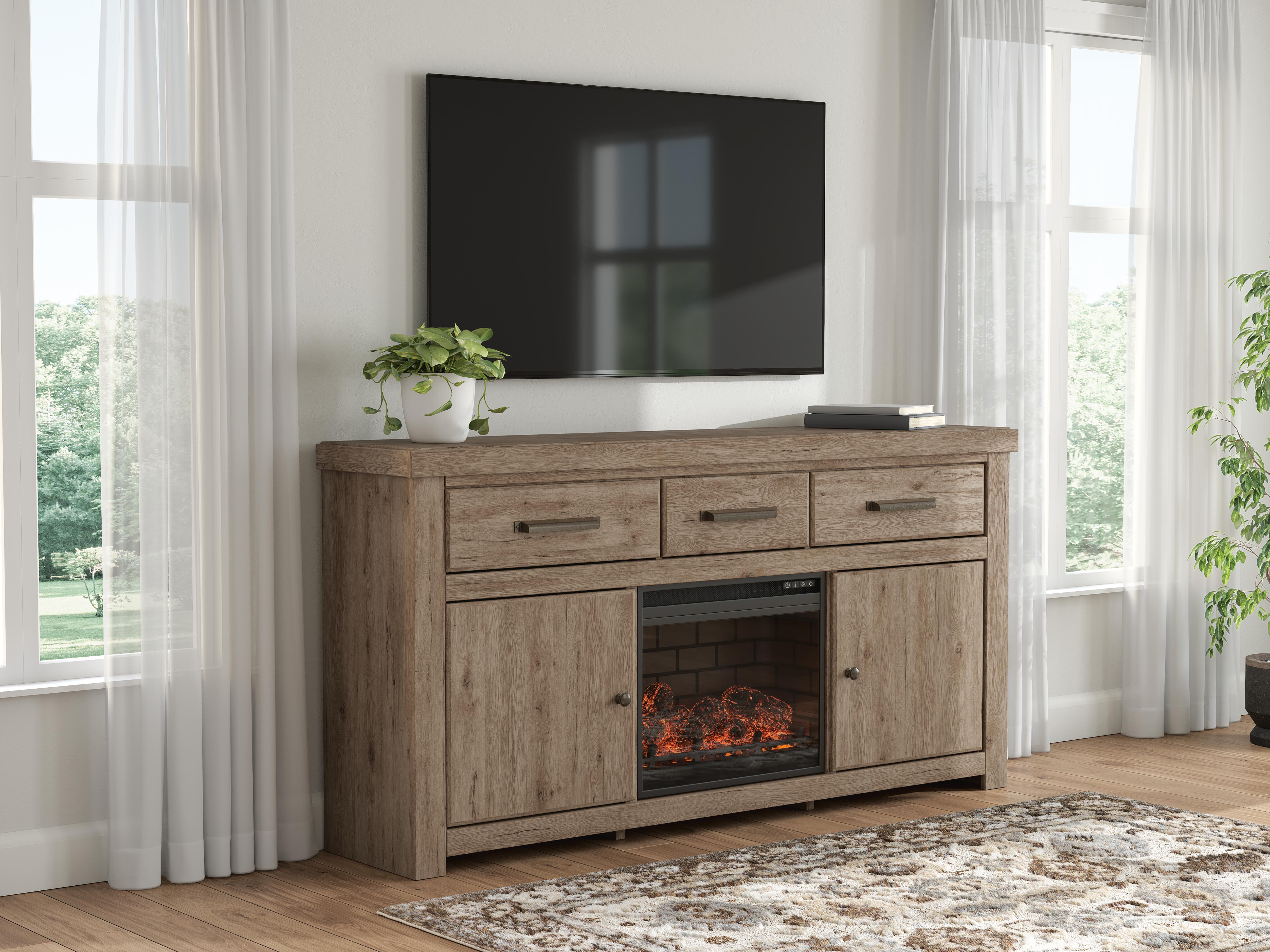 Diamond Furniture - Ashley Furniture - Garistyn 73" TV Stand with Electric Fireplace - 73" TV Stand with Electric Fireplace - W2844W3