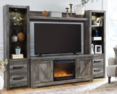 Diamond Furniture - Ashley Furniture - Wynnlow 4-Piece Entertainment Center with Electric Fireplace - 4-Piece Entertainment Center with Electric Fireplace - W440W5