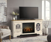 Diamond Furniture - Ashley Furniture - Realyn 74" TV Stand with Electric Fireplace - 74" TV Stand with Electric Fireplace - W743W2