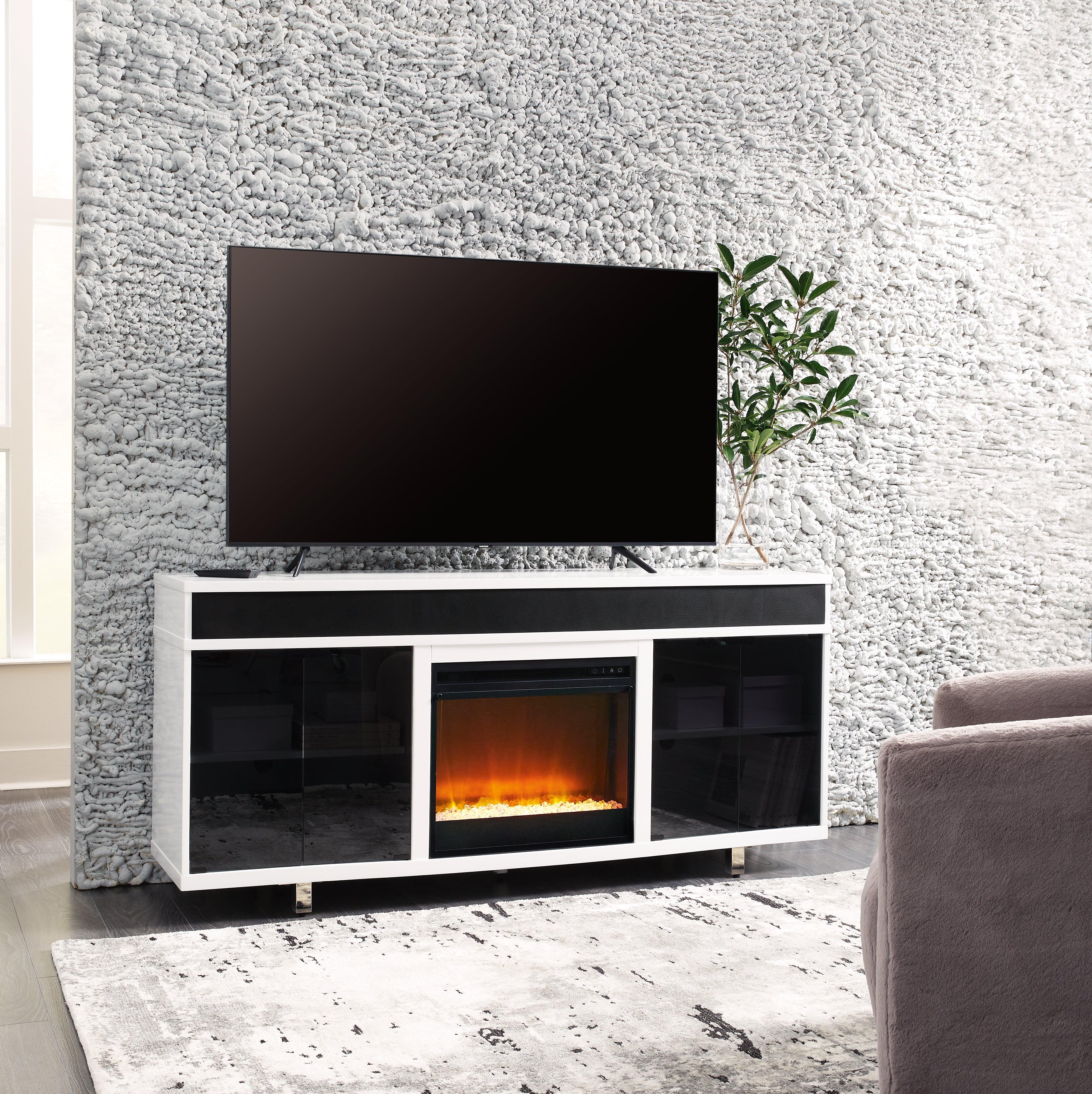 Diamond Furniture - Ashley Furniture - Gardoni 72" TV Stand with Electric Fireplace - 72" TV Stand with Electric Fireplace - W756W1