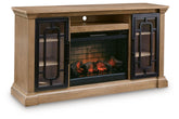 Diamond Furniture - Ashley Furniture - Wittenmyer 72" TV Stand with Electric Fireplace - 72" TV Stand with Electric Fireplace / Natural/Black - W794W1