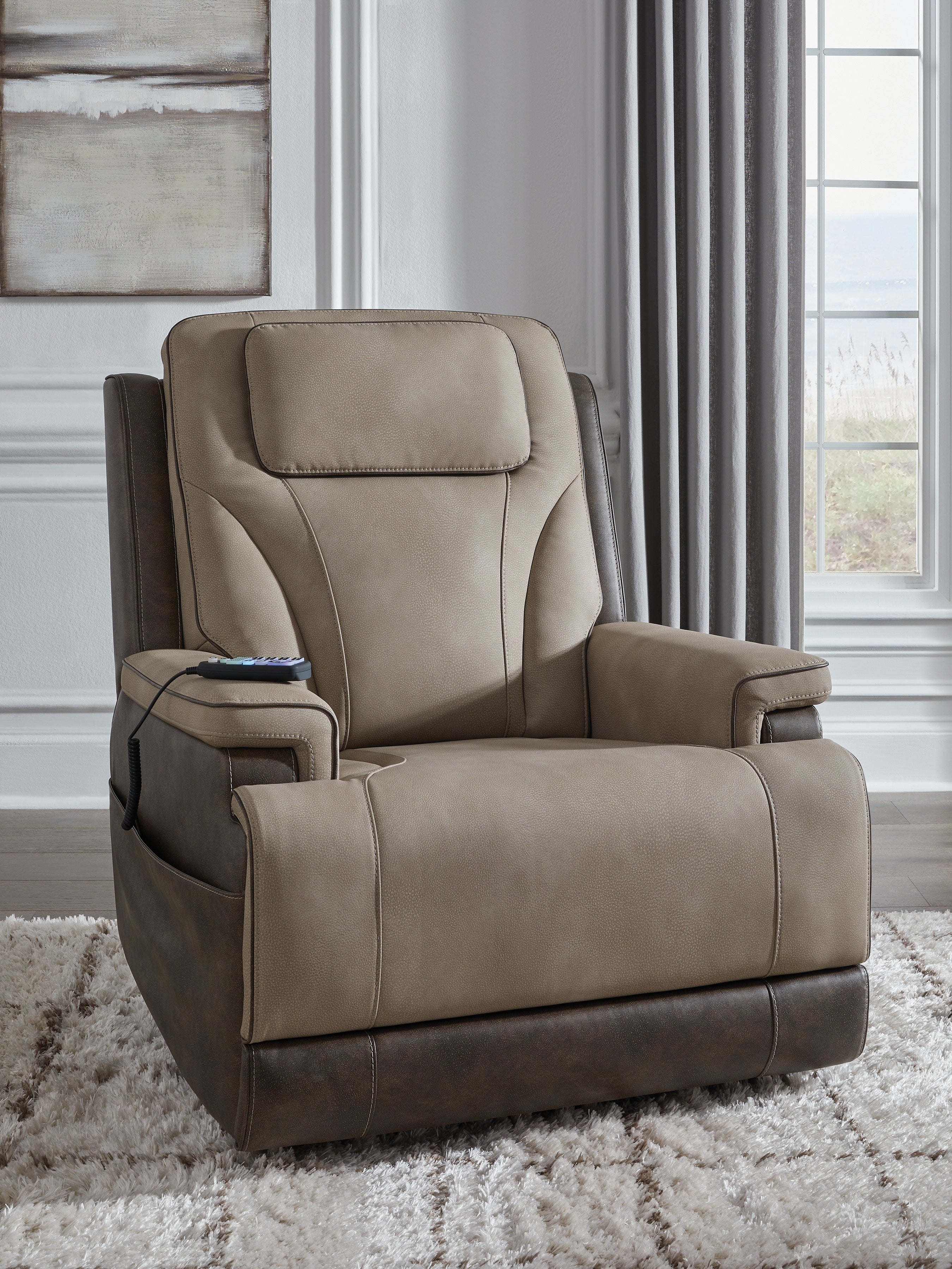 Diamond Furniture - Ashley Furniture - 4Z-Peaceful Pause Living Room - Power Lift Recliner / Sand - PC1210312