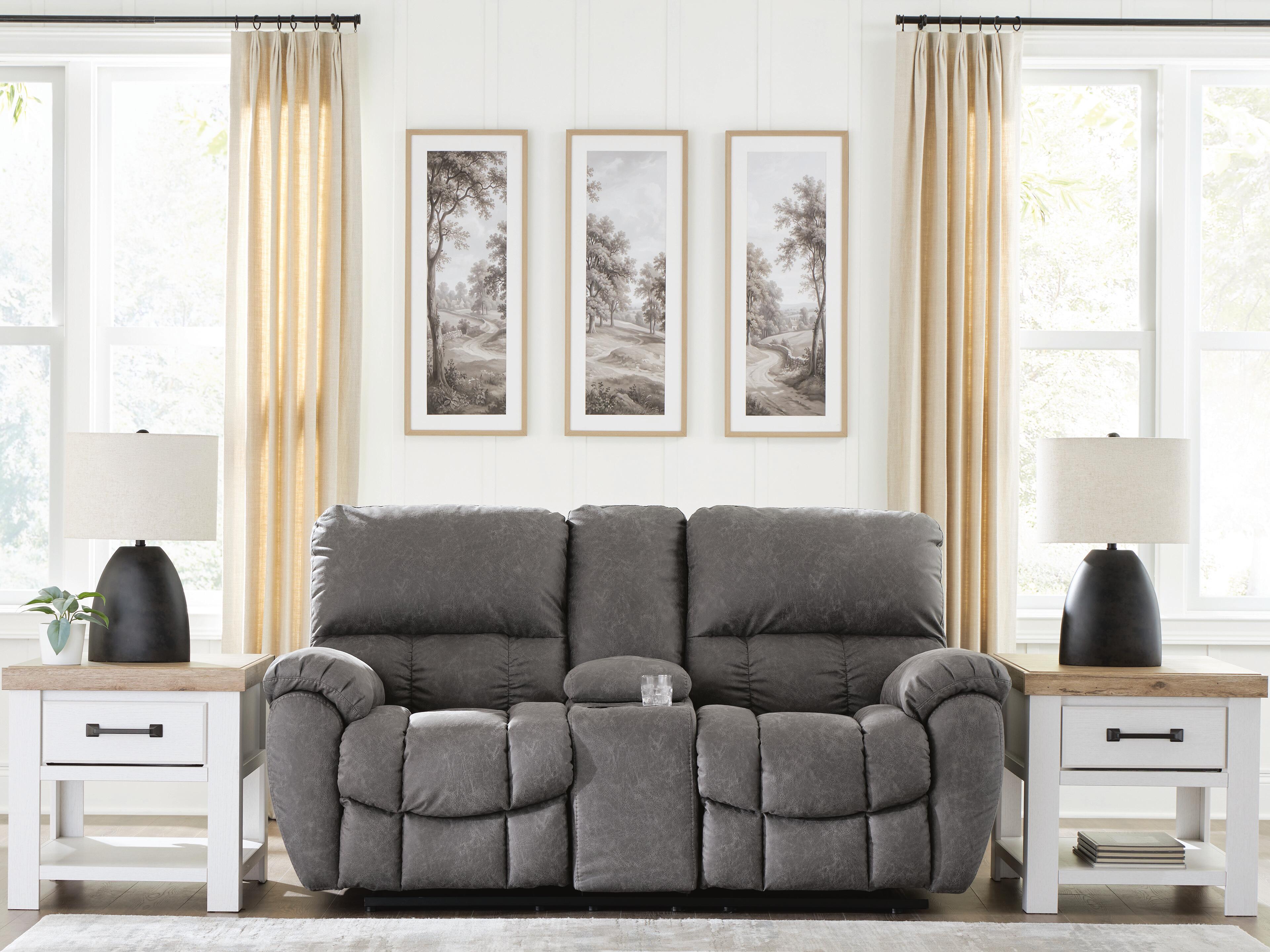 Diamond Furniture - Ashley Furniture - Bakerstein Power Reclining Loveseat with Console - PWR REC Loveseat/CON/ADJ HDRST - PC1250318