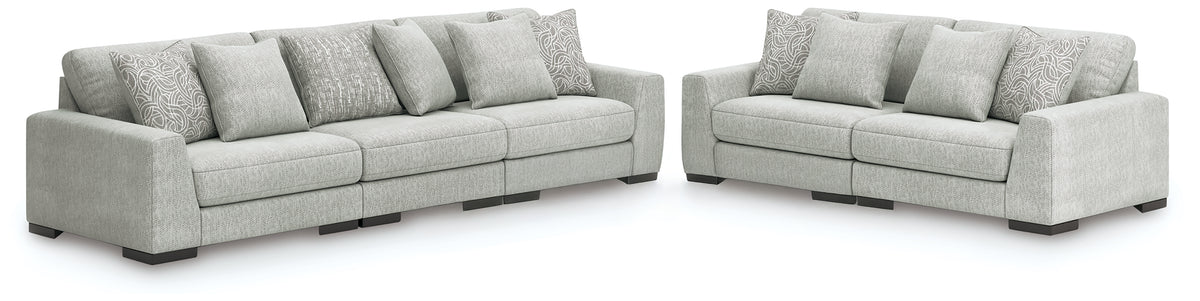 Diamond Furniture - Ashley Furniture - Regent Park 3-Piece Sectional Sofa and 2-Piece Sectional Loveseat - 3-Piece Sectional Sofa and 2-Piece Sectional Loveseat / Pewter - 14404U4
