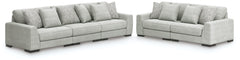 Diamond Furniture - Ashley Furniture - Regent Park 3-Piece Sectional Sofa and 2-Piece Sectional Loveseat - 3-Piece Sectional Sofa and 2-Piece Sectional Loveseat / Pewter - 14404U4