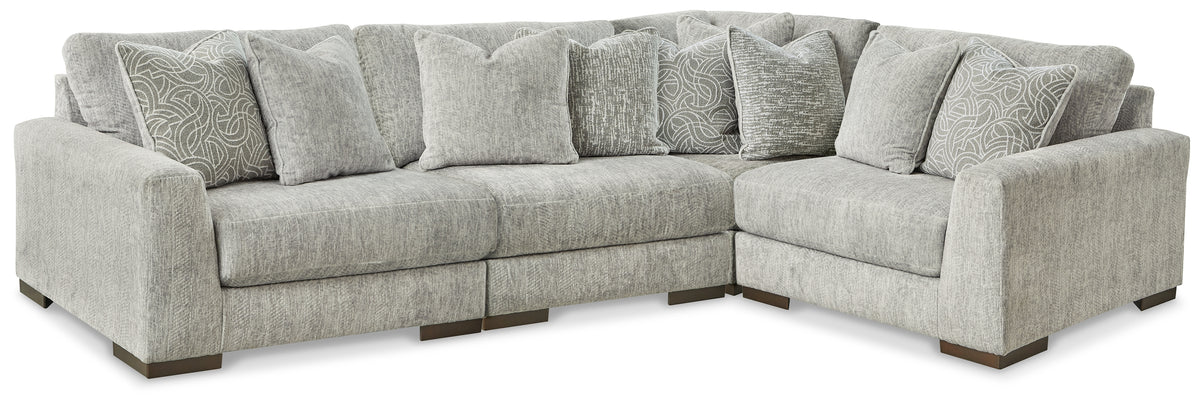 Diamond Furniture - Ashley Furniture - Regent Park 4-Piece Sectional - RAF 4-Piece Sectional / Pewter - 14404S2
