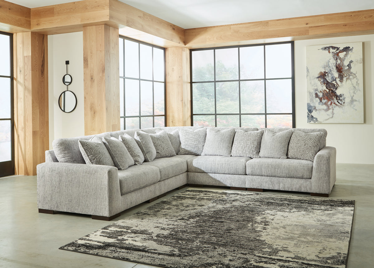 Diamond Furniture - Ashley Furniture - Regent Park 5-Piece Sectional - RAF 5-Piece Sectional / Pewter - 14404S3