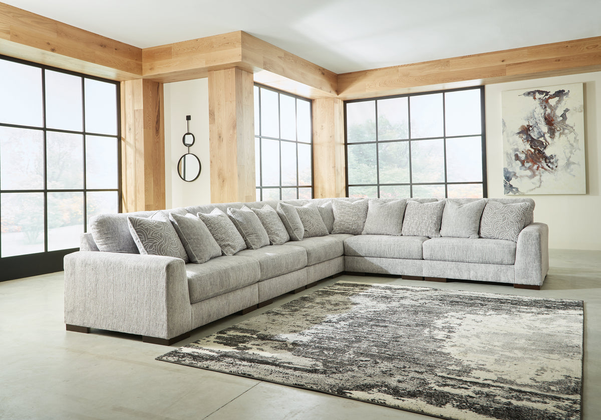 Diamond Furniture - Ashley Furniture - Regent Park 6-Piece Sectional - RAF 6-Piece Sectional / Pewter - 14404S7