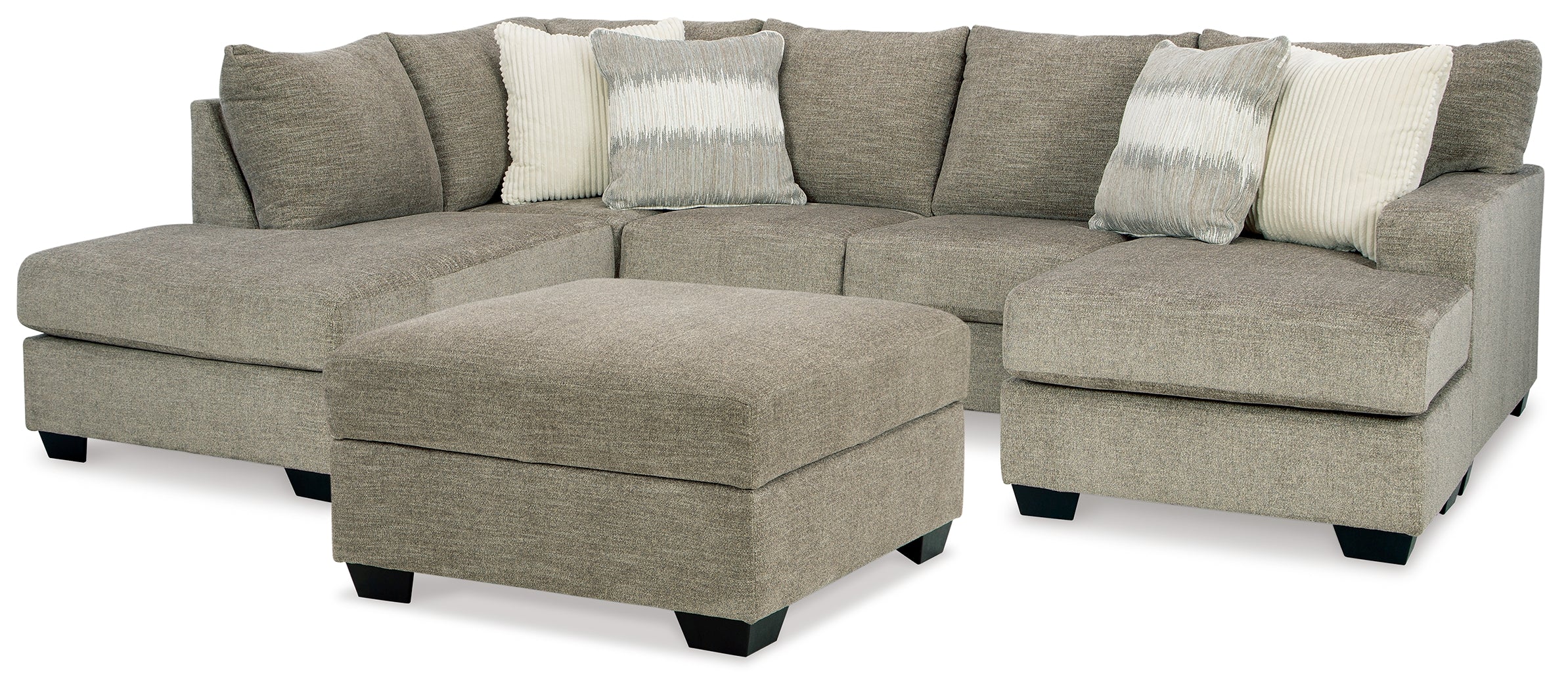 Diamond Furniture - Ashley Furniture - Creswell 2-Piece Sectional with Chaise and Ottoman - 2-Piece Sectional with Chaise and Ottoman / Linen - 15305U2